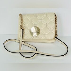 Kate Spade New York Astor Quilted White Leather Chain Crossbody Logo Bag